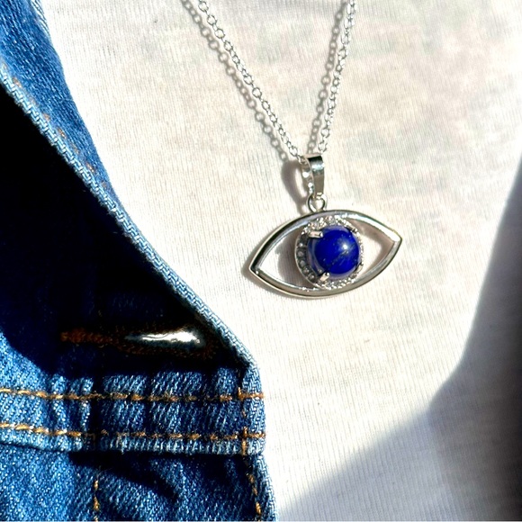 Alquimia Jewelry 7 Lapis Lazuli Evils Eye Sterling Silver Pendant